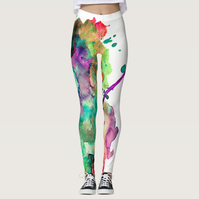Leggings Couleur, Fou, Tendance, Aquarelle Abstraite Bold (Devant)