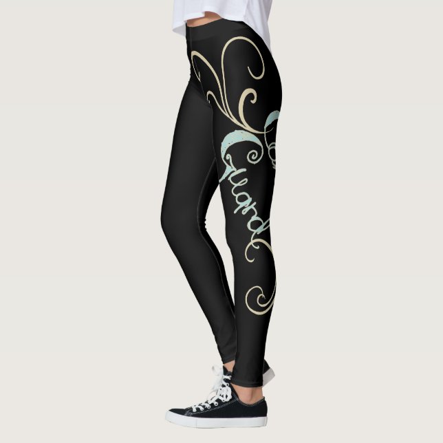 Leggings Couleur Garde Noir Avec Design Swirl (Gauche)