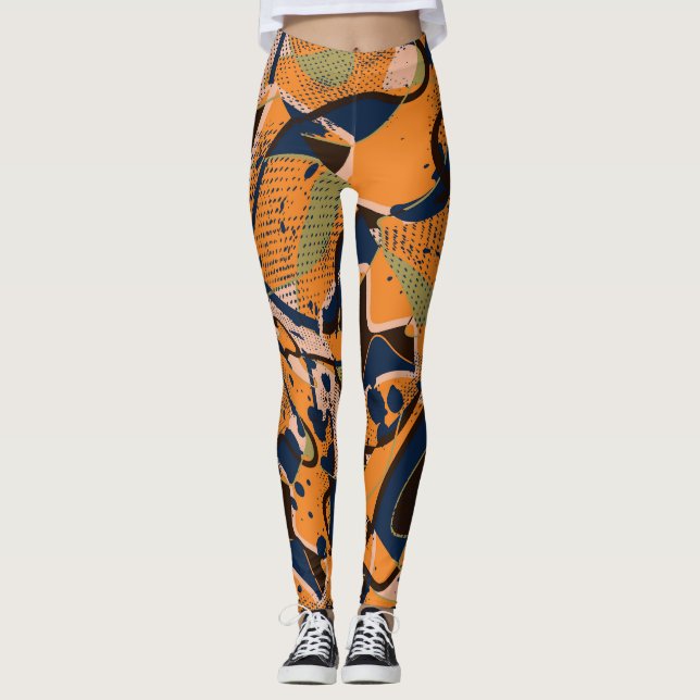 Leggings Couleur géométrique vintage fond transparent. (Devant)