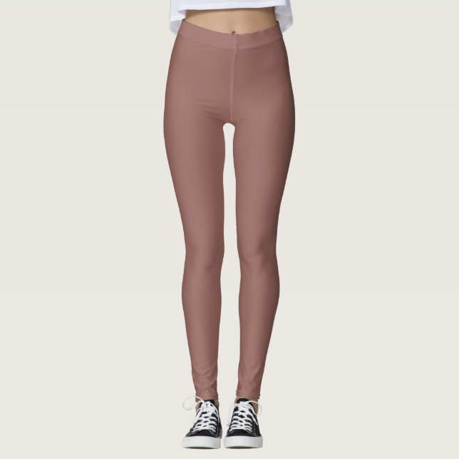 Leggings Couleur Marron Foncé Uni Simple (Devant)