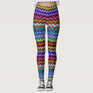 Leggings Couleur Motif Chevron Burlap Look #10