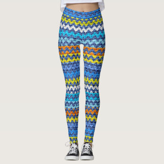 Leggings Couleur Motif Chevron Burlap Look #2