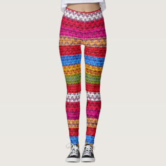 Leggings Couleur Motif Chevron Burlap Look #5