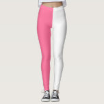 Leggings Couleur rose blanche à deux tons divisée<br><div class="desc">Pink and White deux tons de couleur partagée demi-côtés design leggings. #twotoneleggings #colorsplitleggings</div>