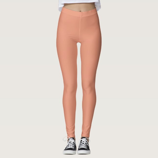 Leggings Couleur Saumon Foncé Uni Simple (Devant)