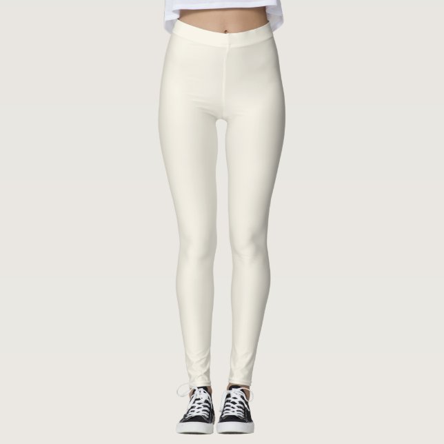Leggings Couleur solide blanche et crémeuse (Devant)