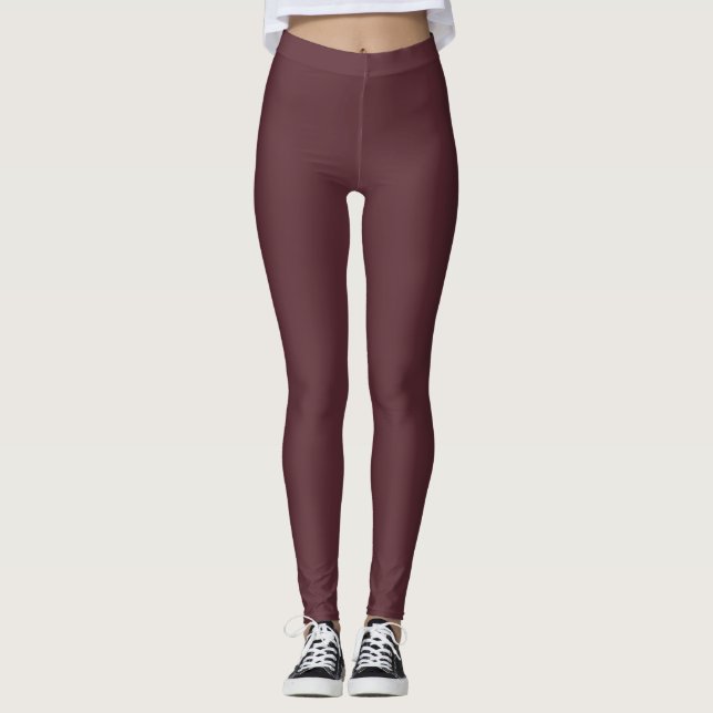 Leggings Couleur solide Maroon profonde (Devant)