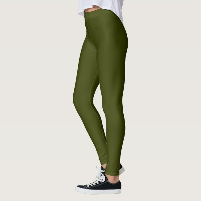 Leggings Couleur solide vert olive foncé (Gauche)