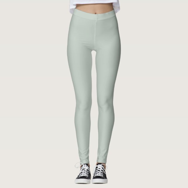 Leggings Couleur solide verte en verre de mer (Devant)