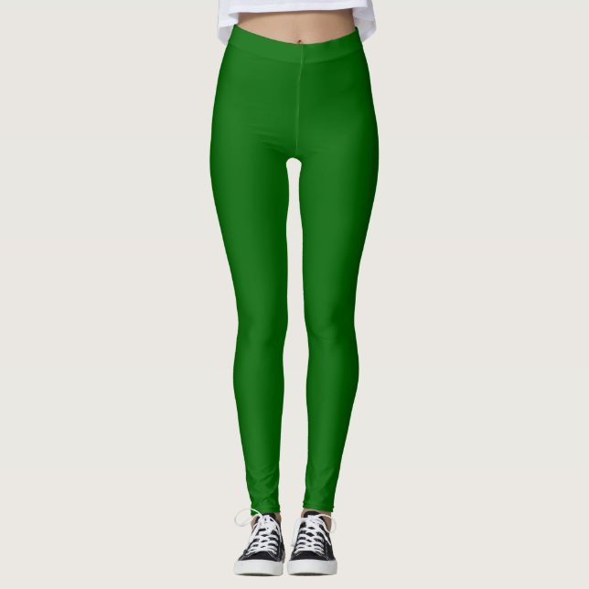 Leggings Couleur Vert Foncé Uni (Devant)