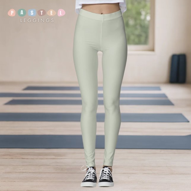 Leggings Couleur verte mousse de sauge pastel lumière douce (Solid Soft Light Pastel Sage Moss Green Color Leggings
)