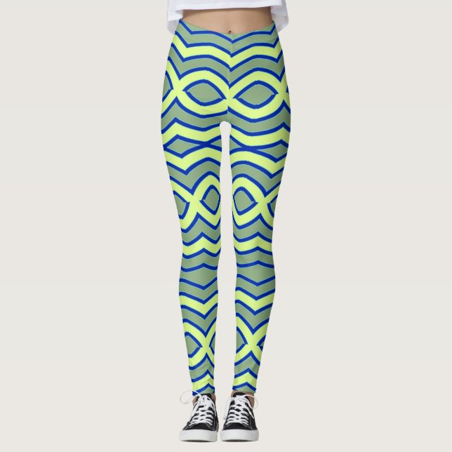Leggings Couleur verte sur-impression "Ratti_Creative_Arts" (Devant)
