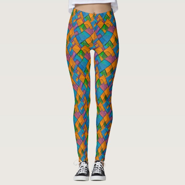 Leggings Couleurs Abstraites joyeux en quilt (Devant)
