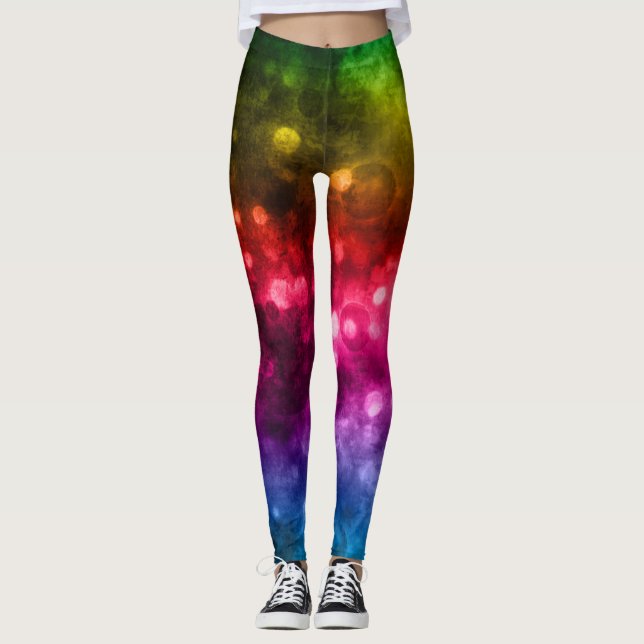 Leggings Couleurs arc-en-ciel Design Abstrait Bokeh (Devant)