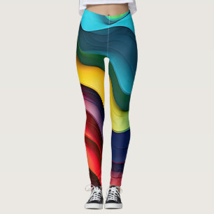 Leggings Couleurs arc-en-ciel ondulées arrière - plan
