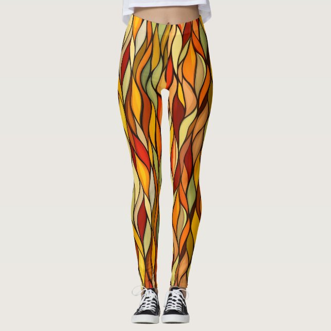 Leggings Couleurs chaudes Chute Abstraite (Devant)