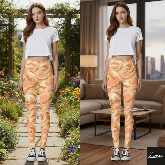 Leggings Couleurs chaudes de vagues déferlantes (Créateur téléchargé)