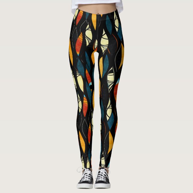 Leggings Couleurs chaudes Motif Abstrait (Devant)