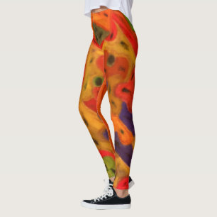 Leggings Couleurs chaudes rouge foncé doré marron design