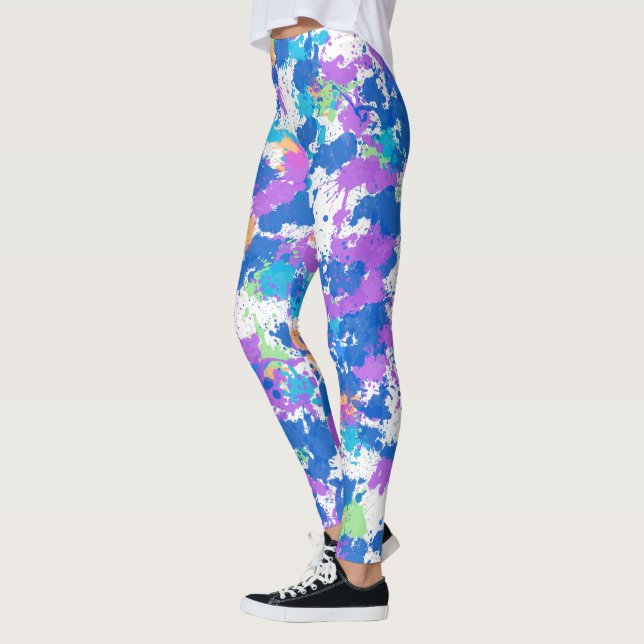 Leggings Couleurs cool Peinture Abstraite, Blurple (Gauche)