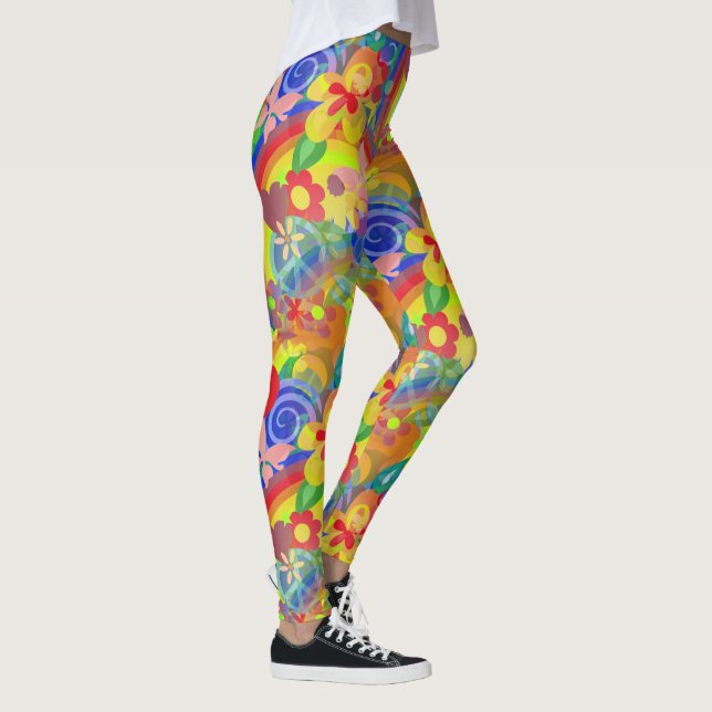 Leggings Couleurs d'arc-en-ciel de flower power (Droite)