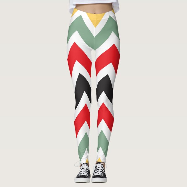 Leggings Couleurs d'automne graphiques Chevron Motif (Devant)