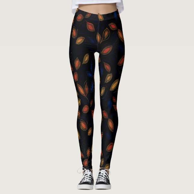 Leggings Couleurs d'automne Motif Abstrait (Devant)
