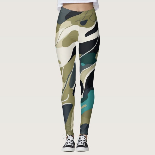Leggings Couleurs de camouflage Design arrière - plan Leggi (Devant)