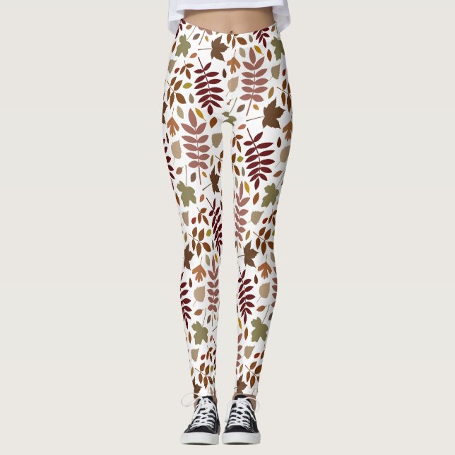 Leggings Couleurs de chute du grand Motif Feuille tombés en (Devant)