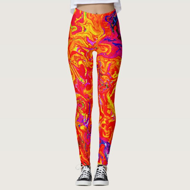 Leggings Couleurs de lave en gras Conception abstraite (Devant)