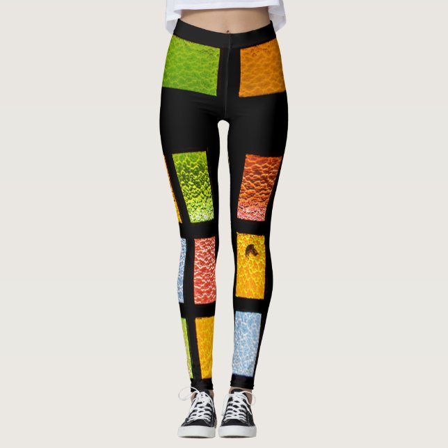 Leggings couleurs de vitrail de fenêtre (Devant)