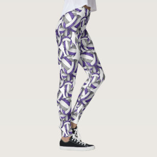 Leggings Couleurs d'équipe violet gris girly volleyballs mo
