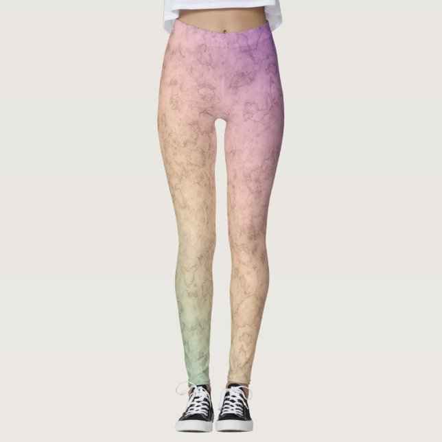 Leggings Couleurs douces dégradantes corail rose pastel bei (Devant)