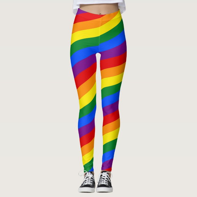 Leggings COULEURS DU DRApeau ARC-EN-CIEL bandes + vos idées (Devant)
