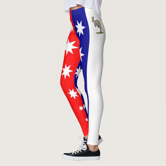 Leggings Couleurs du drapeau australien ~Kangaroo ~ Design  (Gauche)