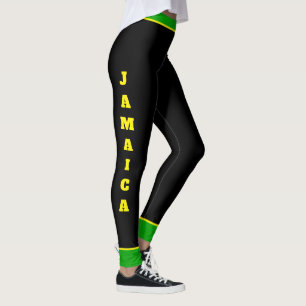 Leggings Couleurs du drapeau jamaïcain Texte vertical Jambe