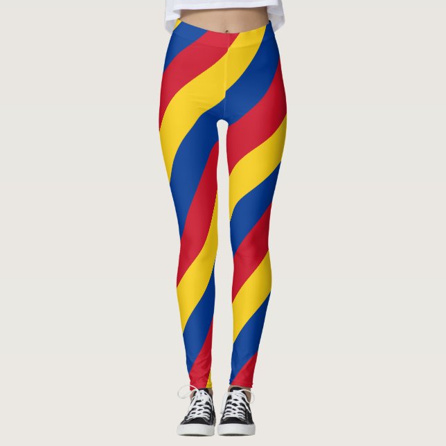 Leggings Couleurs du drapeau national de Colombie diagonale (Devant)
