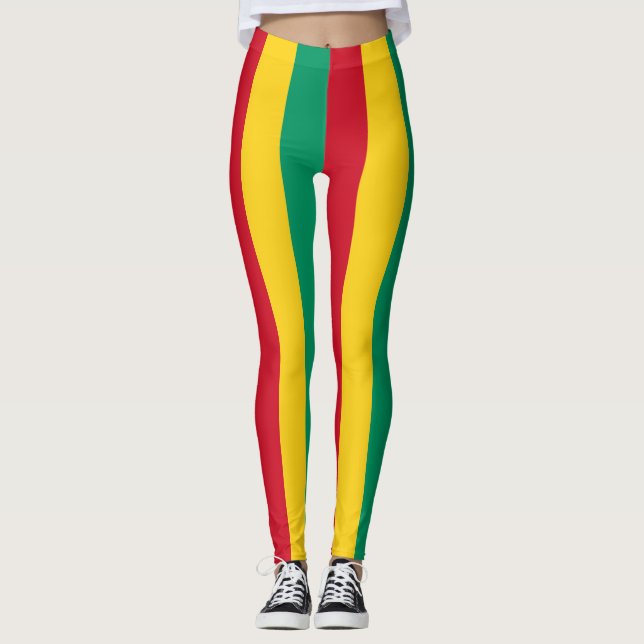 Leggings Couleurs du drapeau national de Guinée triées vert (Devant)