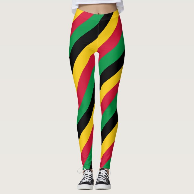 Leggings Couleurs du drapeau national de Vanuatu Diagonal s (Devant)