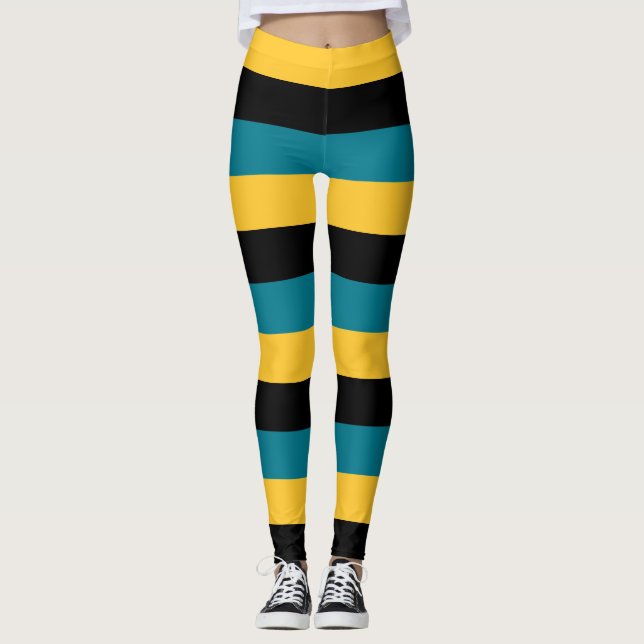 Leggings Couleurs du drapeau national des Bahamas Horizonta (Devant)