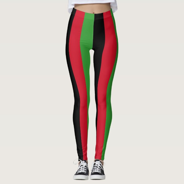 Leggings Couleurs du drapeau national du Malawi triées vert (Devant)