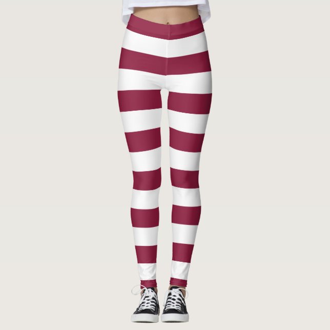 Leggings Couleurs du drapeau national du Qatar horizontales (Devant)