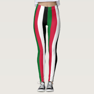 Leggings Couleurs du drapeau national du Soudan rayées vert