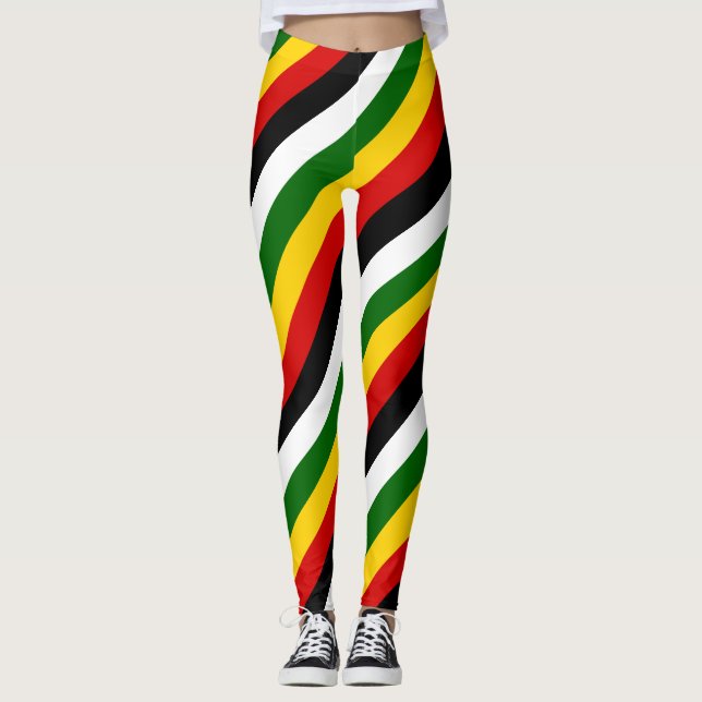 Leggings Couleurs du drapeau national du Zimbabwe diagonale (Devant)