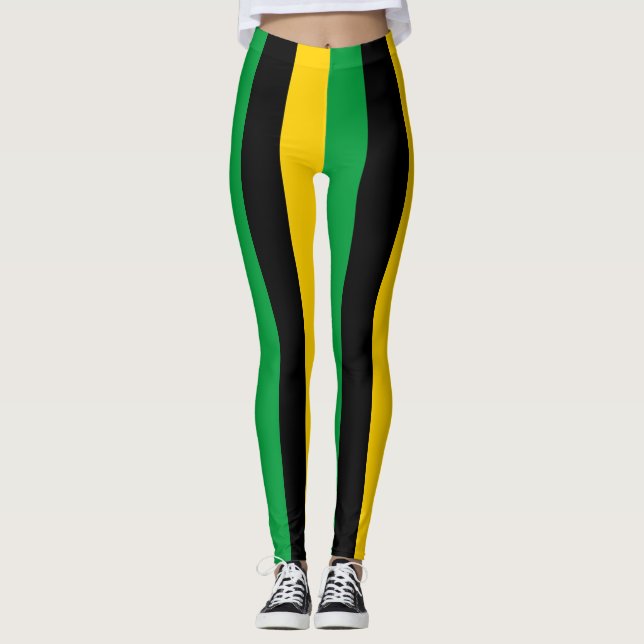 Leggings Couleurs du drapeau national jamaïcain triées vert (Devant)