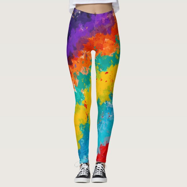 Leggings Couleurs éclatantes Peinture arc-en-ciel Mode (Devant)