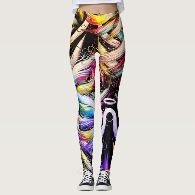 Leggings Couleurs évanescentes de l'arc-en-ciel sur des col (Devant)