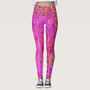 Leggings Couleurs marbrées roses chaudes Abstrait torse rét