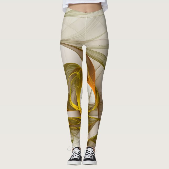 Leggings Couleurs Métalliques Précieuses Abstraites Moderne (Devant)