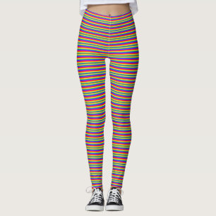 Leggings Couleurs Minces Arc En Ciel Rayures